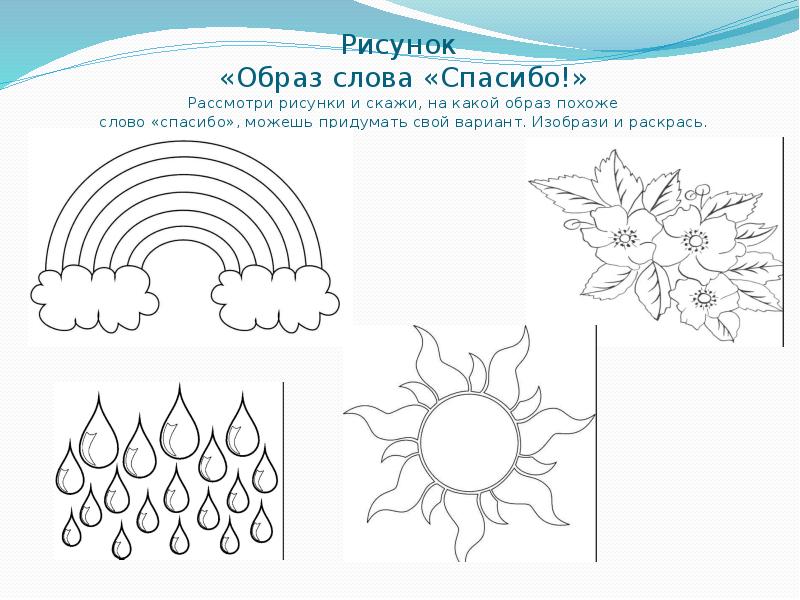 Рассмотри рисунок и скажи. Слово-образ рисунки. Образ слова спасибо. Нарисовать слово образ. Рисунок способы благодарности.