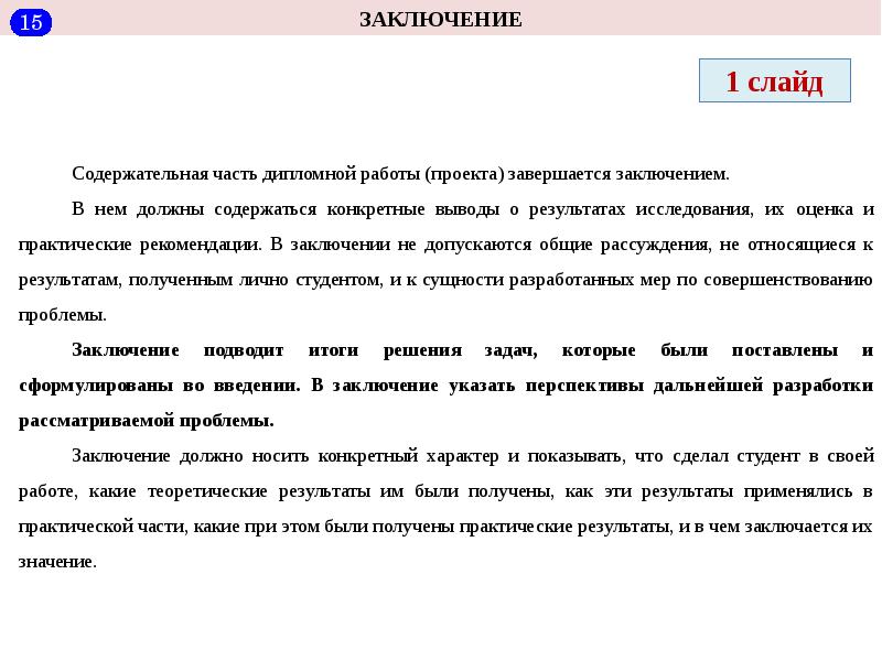 Заключение в презентации к курсовой работе