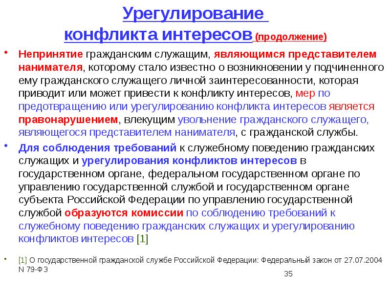 Причины возникновения и порядок урегулирования конфликта интересов в уис презентация