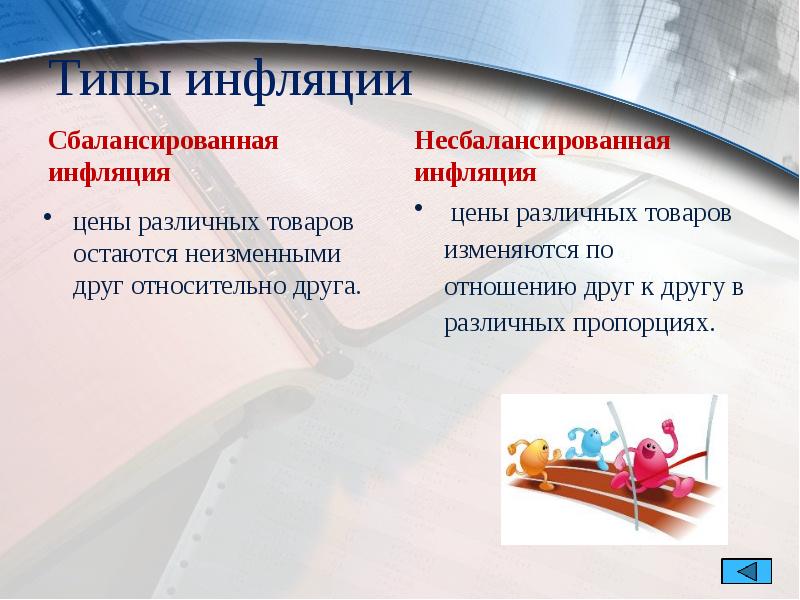 Типы инфляции
Сбалансированная инфляция Типы инфляции
Сбалансированная инфляция