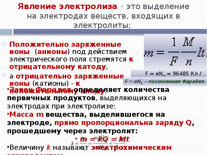 Бесплатный ток. Явление электролиза. Выделение ионов электродом при воздействии электрического поля. Катионы на отрицательно заряженном электроде. Выделилось на электродах.