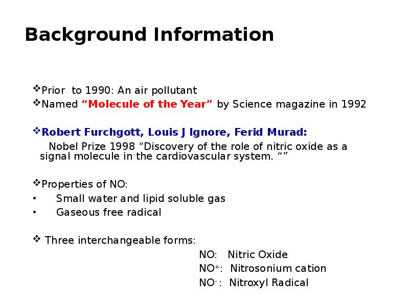 Background Information Prior to 1990: An air pollutant Named “Molecule of