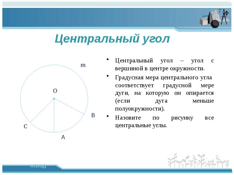 Градусная мера дуги центрального угла