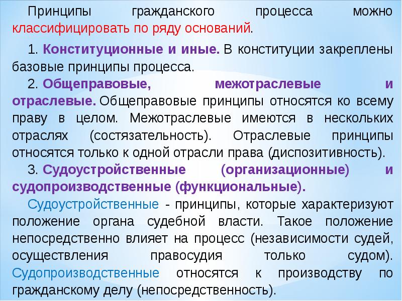 Принципы гражданского судопроизводства презентация