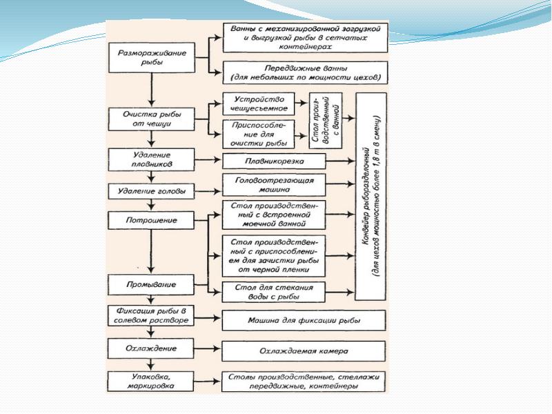 Схема обработки морепродуктов