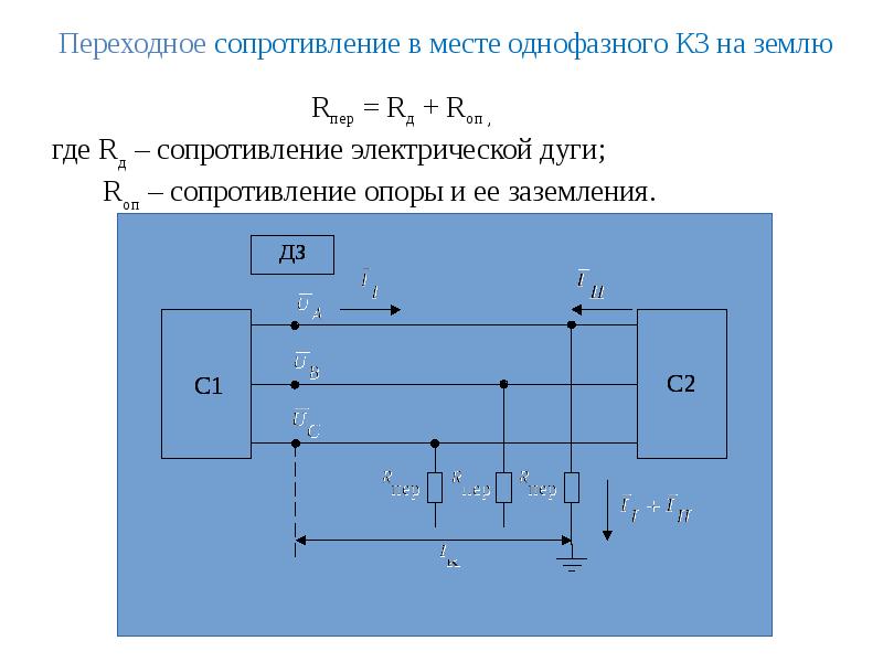 Переходное сопротивление. Большое переходное сопротивление. Шунт однофазного кз. Расчет переходного сопротивления. Сопротивление в месте короткого замыкания.