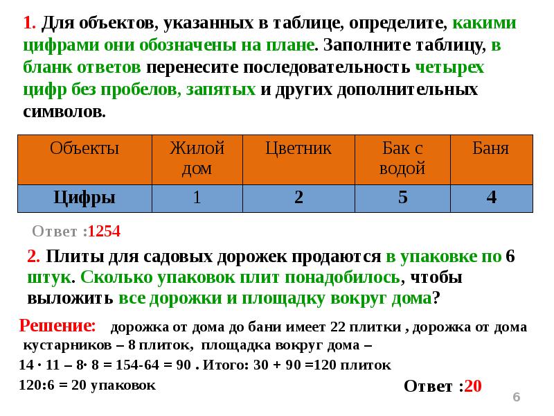 Для объектов указанных в таблице определите какими цифрами они обозначены на плане стол холодильник