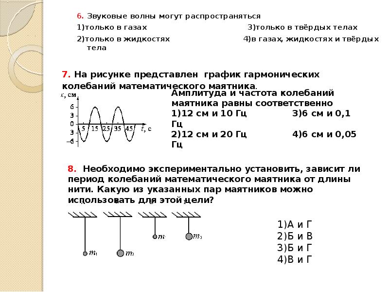 На рисунке представлен график колебаний двух маятников