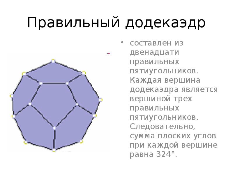 Сумма плоских углов при вершине додекаэдра