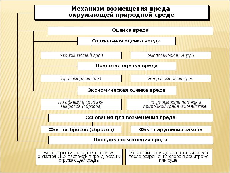 Схема юридической ответственности за экологические правонарушения по видам природных объектов