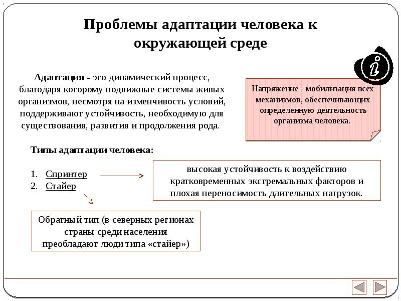 Презентация адаптация человека к среде обитания