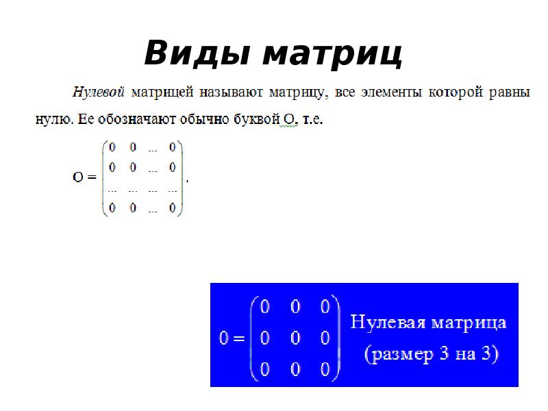 Виды матриц презентация