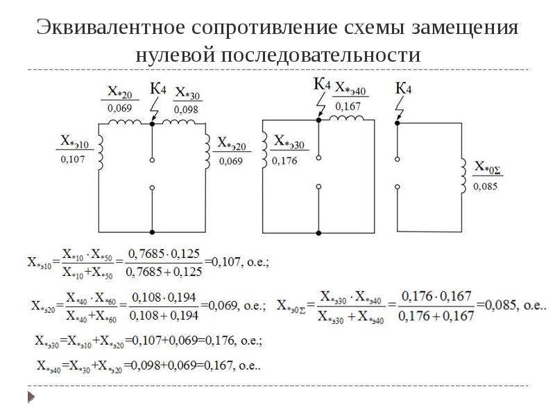 Схемы замещения прямой обратной и нулевой последовательности