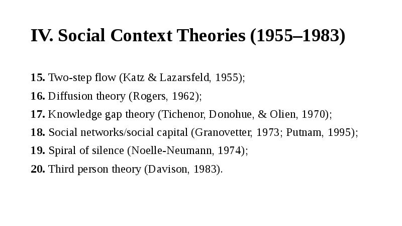 IV. Social Context Theories (1955–1983) 15. Two-step flow (Katz & Lazarsfeld,