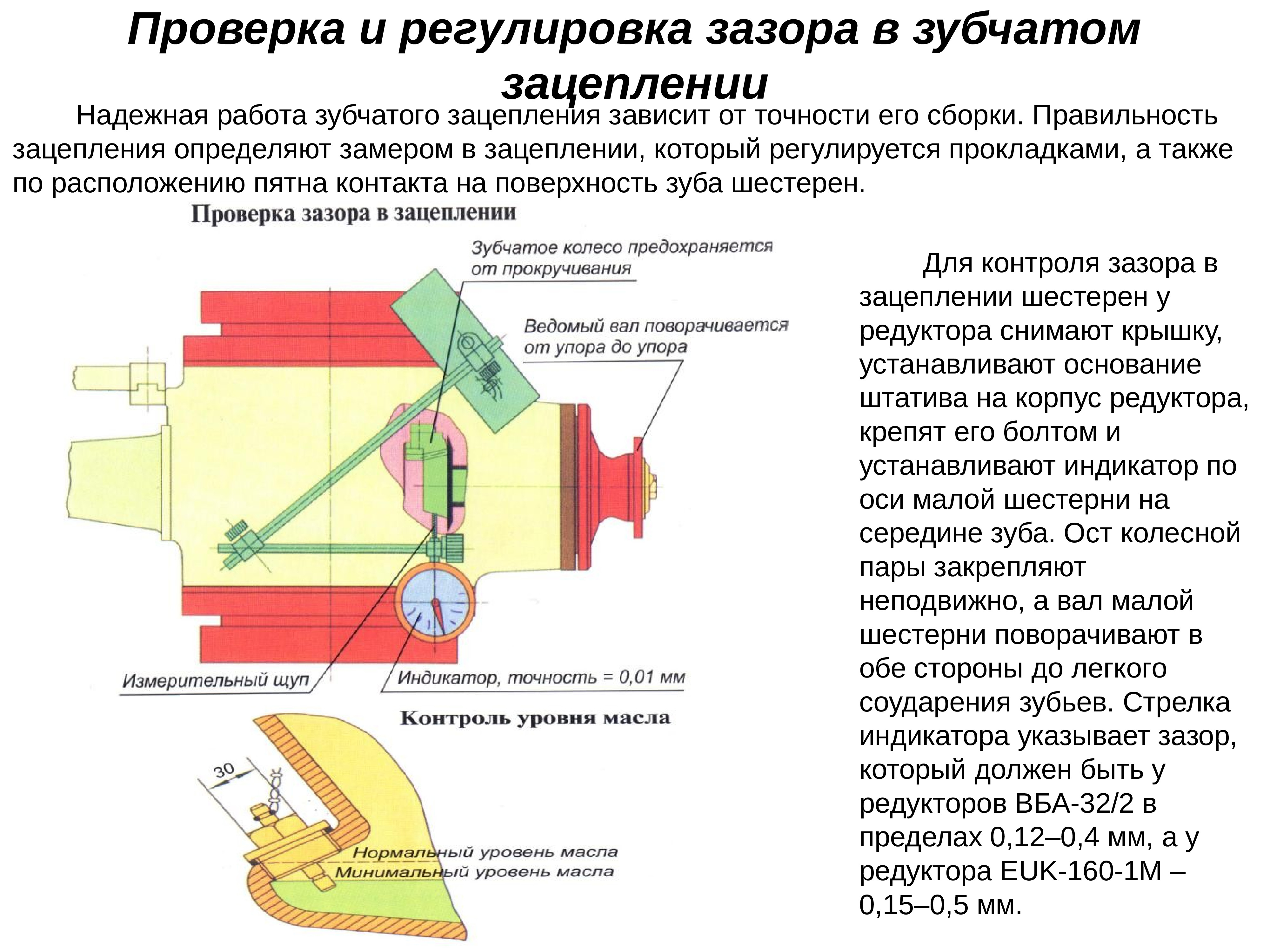 Проверка бокового зазора конических зубчатых передач