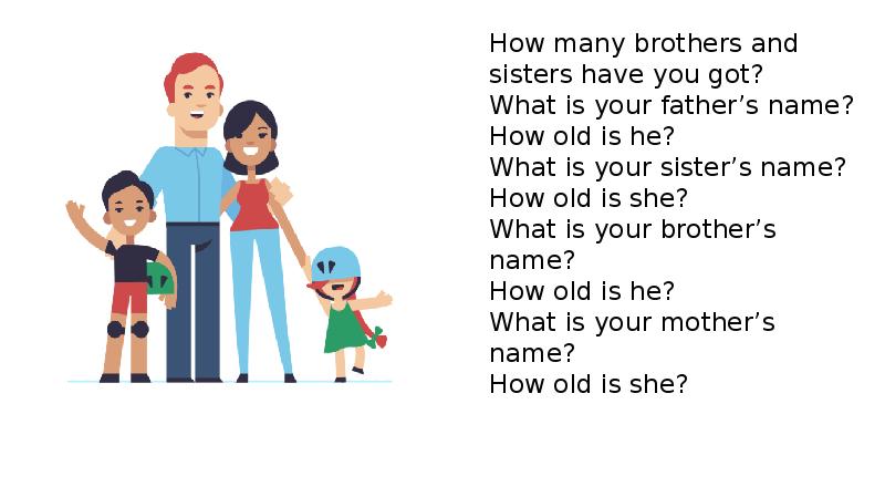 She s got a brother. How many brothers and sisters have you got. How many brothers have you got. How many brothers have you got ответ. Have you got------- brothers and sisters.