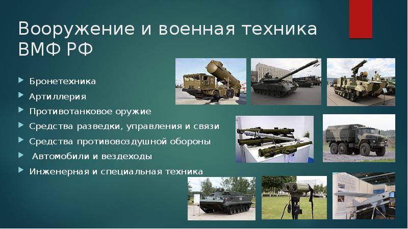 Новые образцы вооружения и военной техники поступающего в вс рф