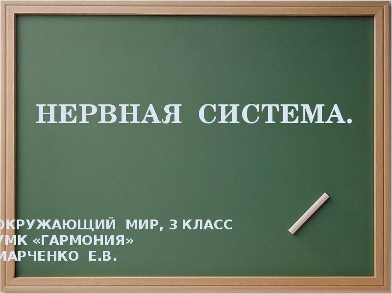 Презентация 3 класс человек и мир нервная система