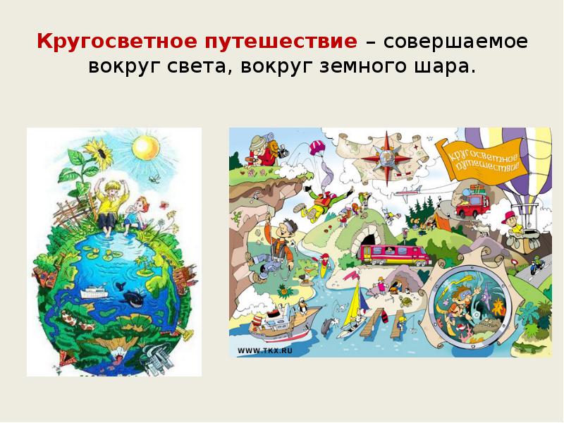 Кругосветное путешествие – совершаемое вокруг света, вокруг земного шара. Кругосветное путешествие – совершаемое вокруг света, вокруг земного шара.