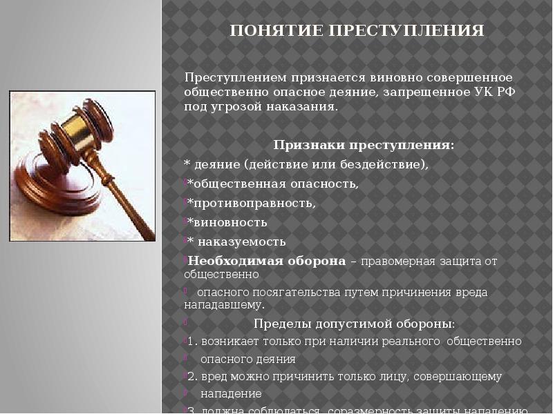 Понятие преступления презентация по праву