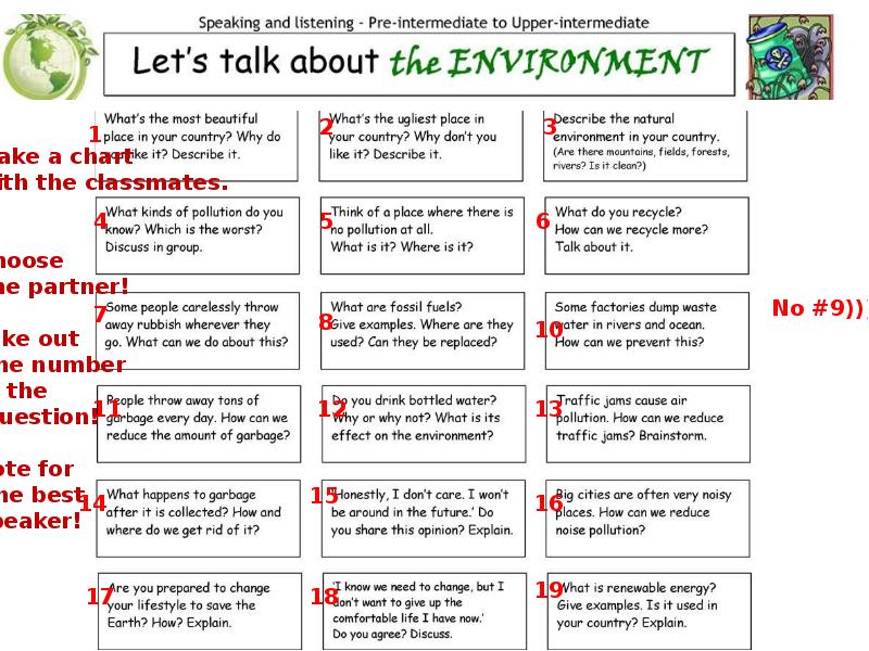 Speaking issues. Global problems speaking Cards. Let`s talk about environment. Speaking questions for Upper Intermediate. Talking about the environment.