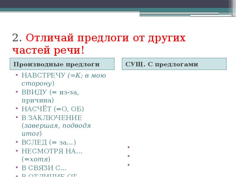 Как отличить предлог от части речи