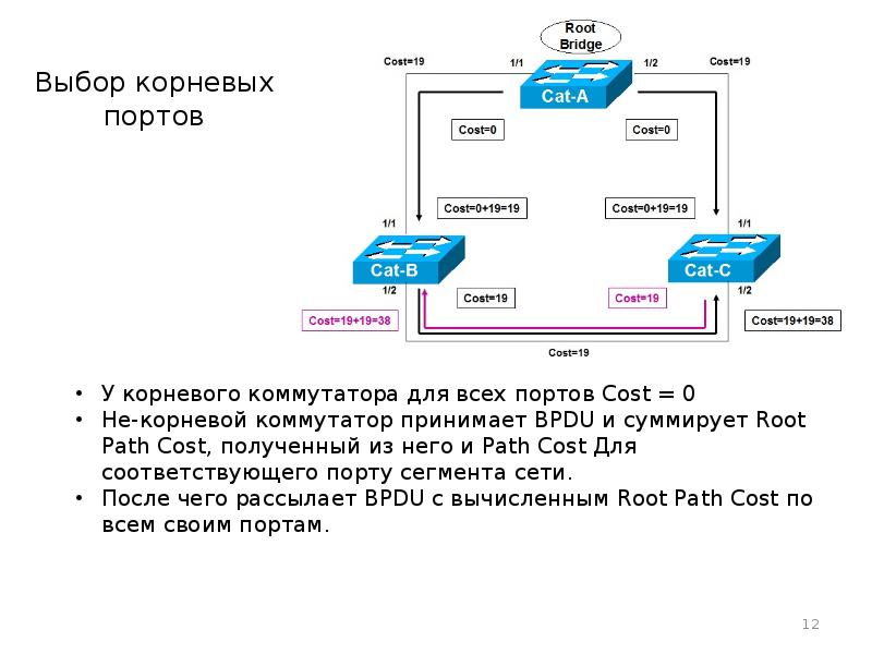 Посмотрите на рисунок на всех коммутаторах настроен протокол stp какие порты будут назначенными