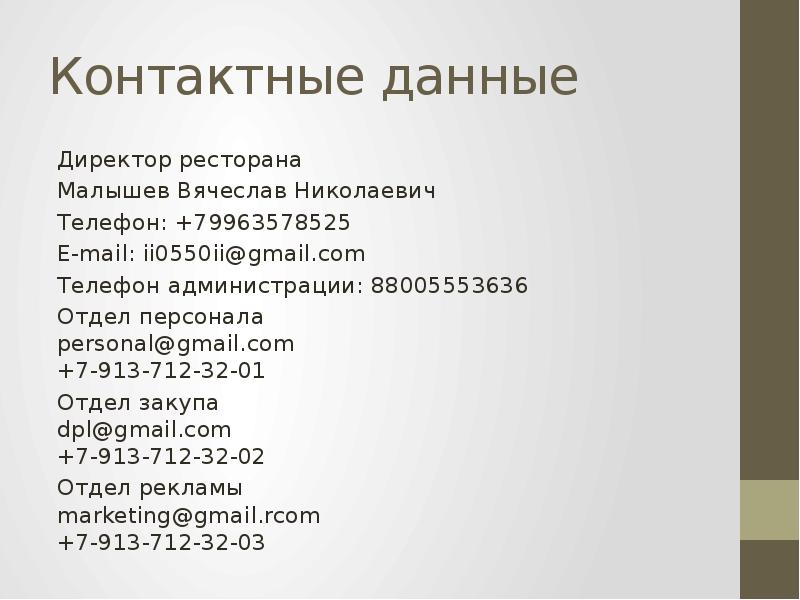 Контактная информация