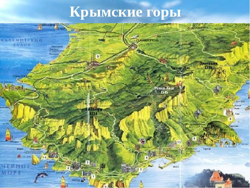 Карта высот крыма над уровнем моря онлайн