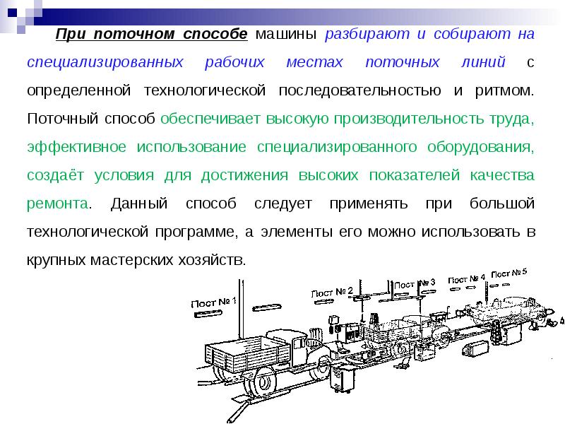 Содержание поточного метода. Схема поточной линии. Автоматические поточные линии. Схема поточного метода ремонта. Организуется технологические линии.