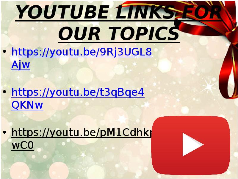 YOUTUBE LINKS FOR OUR TOPICS
https://youtu.be/9Rj3UGL8Ajw
https://youtu.be/t3qBqe4QKNw
https://youtu.be/pM1CdhkpwC0 YOUTUBE LINKS FOR OUR TOPICS
https://youtu.be/9Rj3UGL8Ajw
https://youtu.be/t3qBqe4QKNw
https://youtu.be/pM1CdhkpwC0