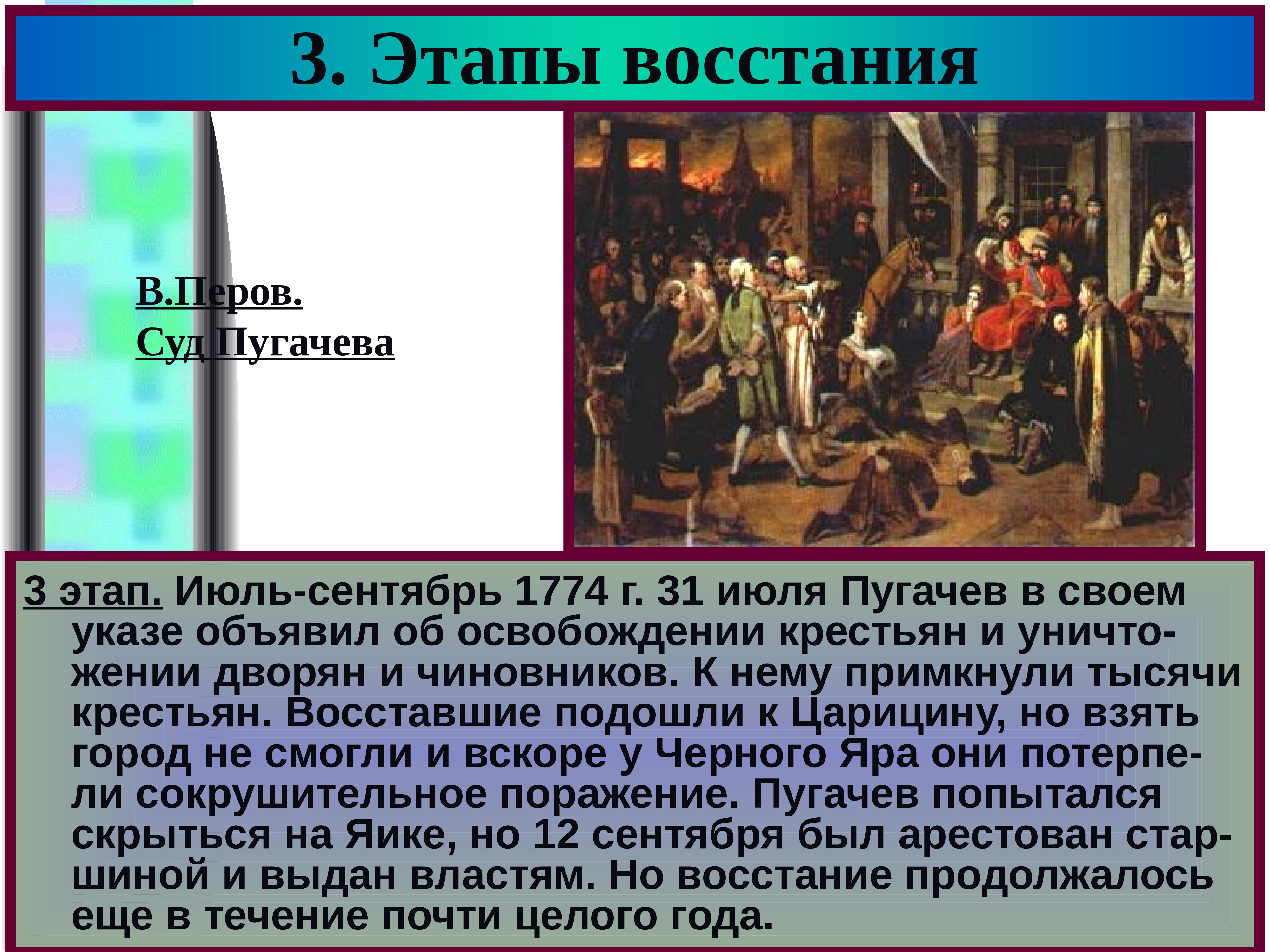 Этапы восстания пугачева 8 класс история россии