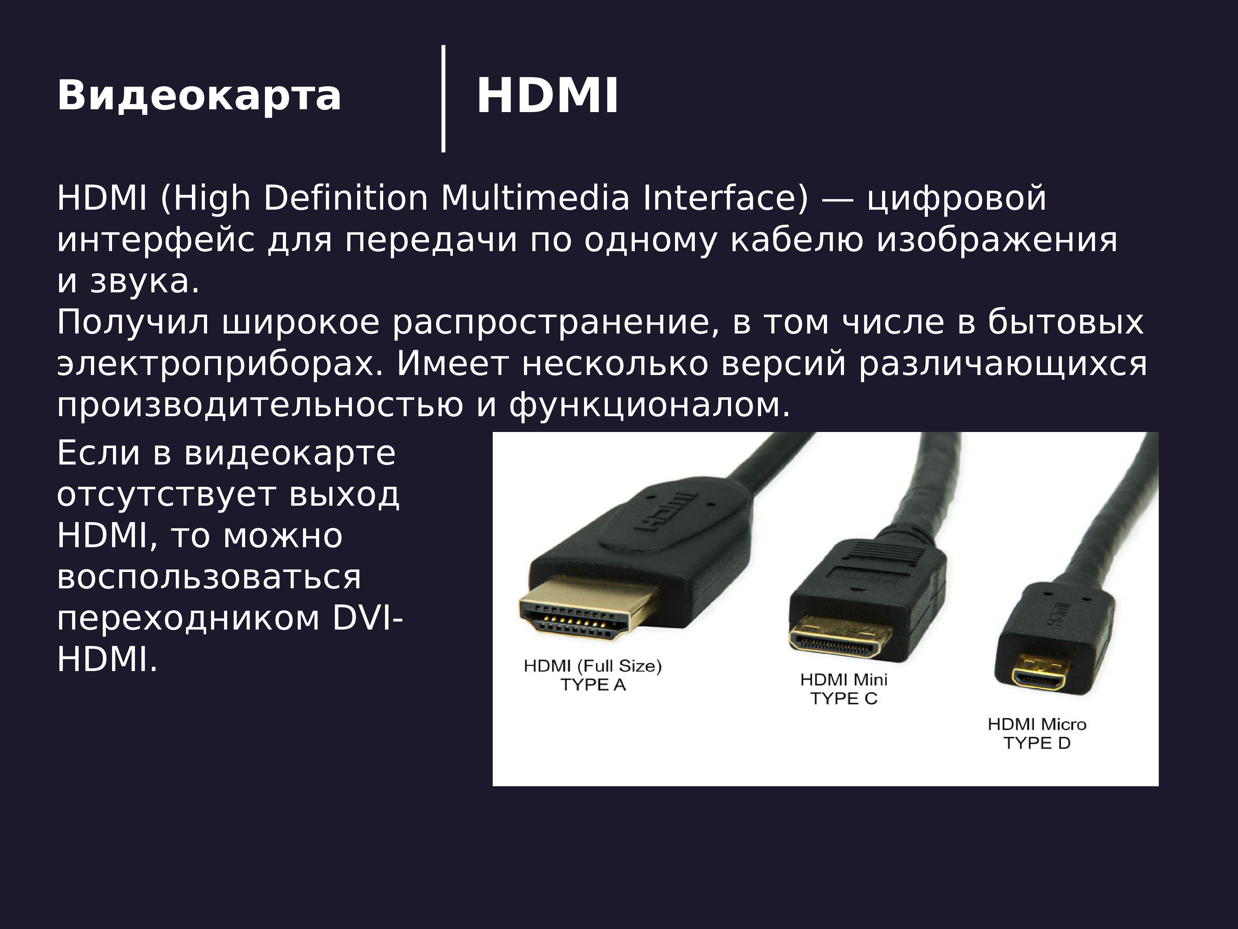 Hdmi видеокарта