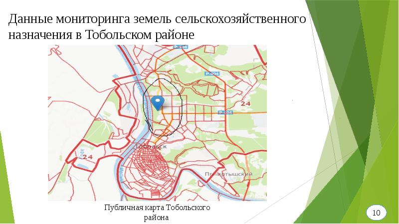 Интерактивная карта земель сельскохозяйственного назначения включает