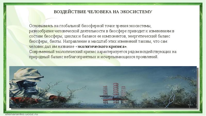 Последствия деятельности человека в экосистемах презентация