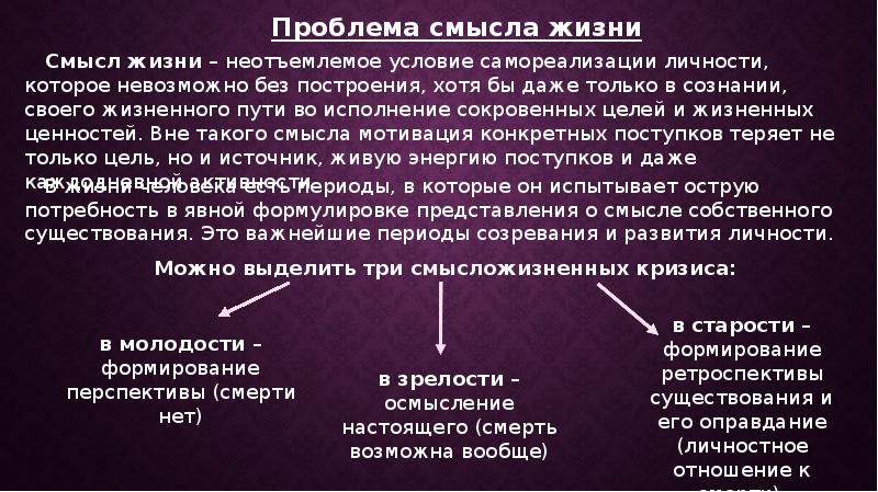 Проблема смысла жизни в философии