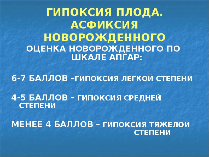 Степени асфиксии новорожденных по шкале апгар