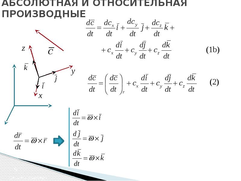 Абсолютно между. Абсолютная производная вектора. Локальная производная вектора. Абсолютная и Относительная производная вектора. Связь относительной и абсолютной производных.