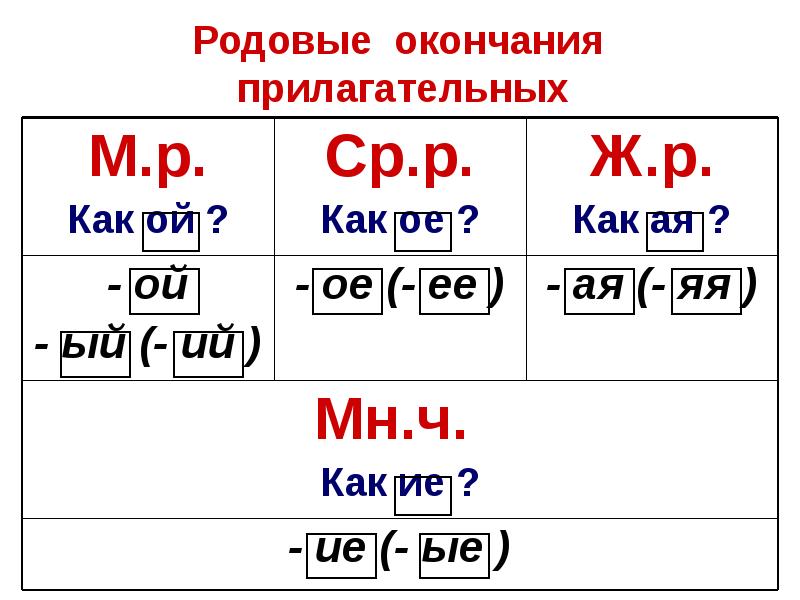 Прилагательные 3 окончаний. Окончания прилагательных. Правописание окончаний прилагательных. Окончание прилагательных правило. Родовые окончания прилагательных.