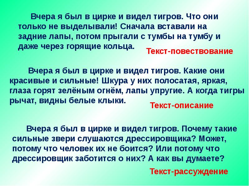 Виды текстов 4 класс русский язык презентация