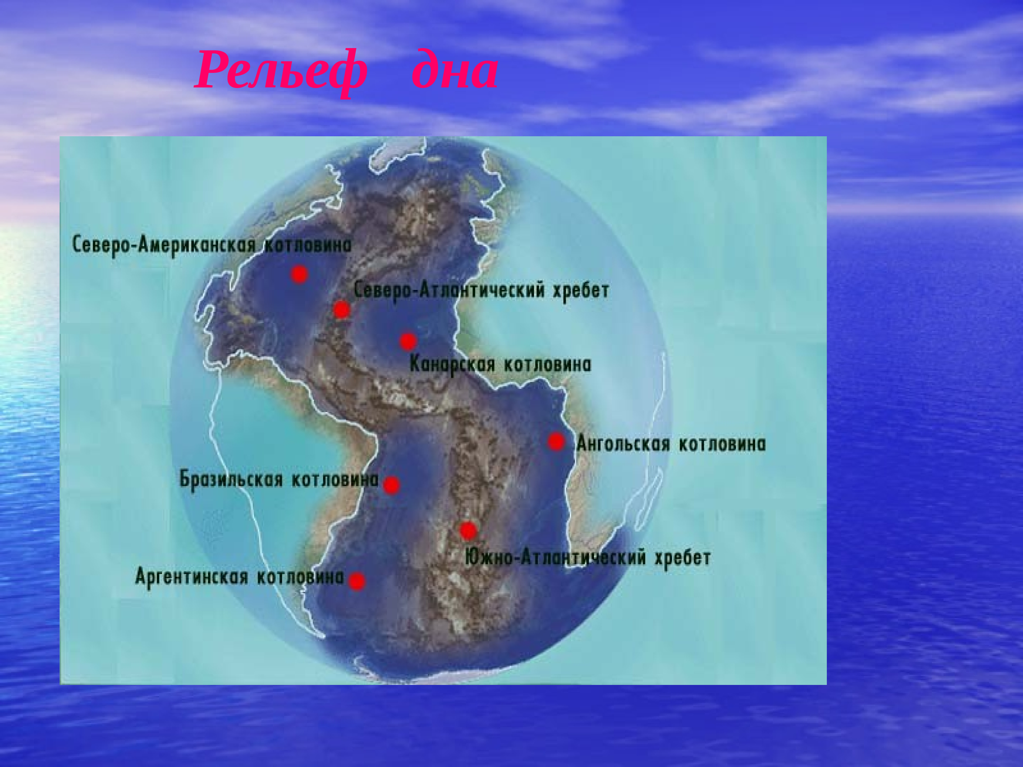 Рельеф атлантического океана представлен