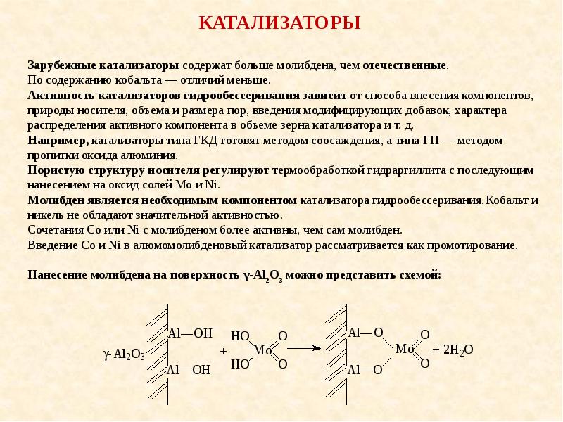 Катализаторы гидроочистки презентация