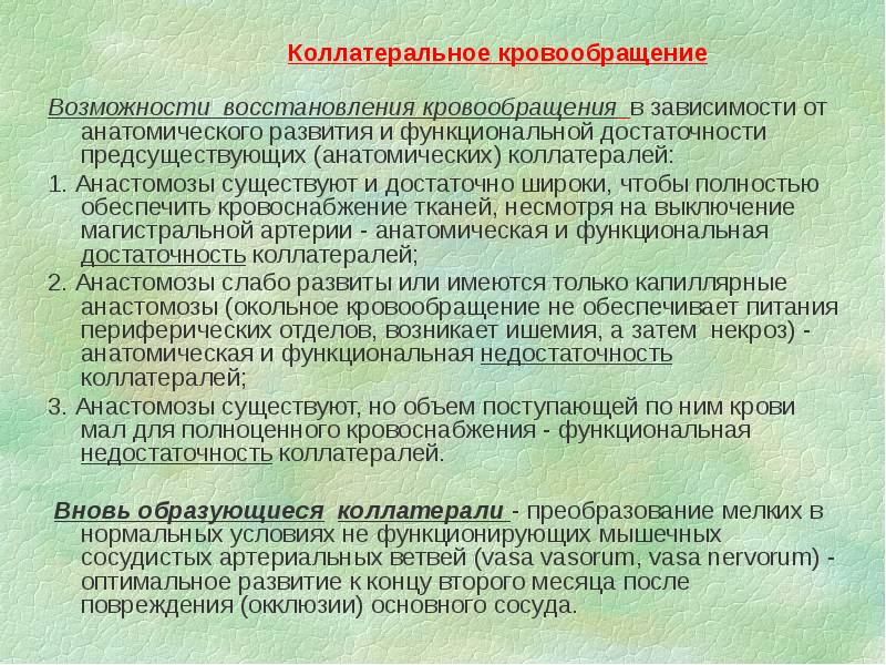 Коллатеральное кровообращение презентация