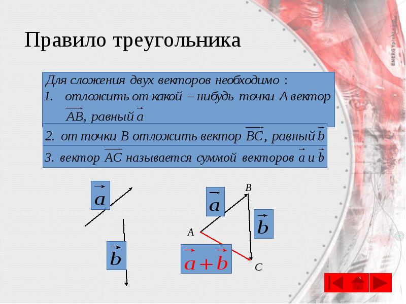 Правило треугольника Правило треугольника