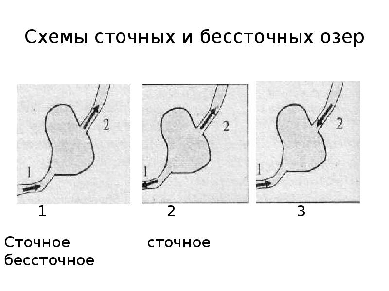 Нарисовать озеро сточное и бессточное озеро