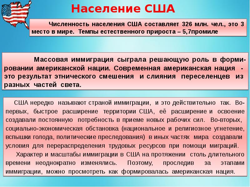 Роль населения. Формирование американской нации. Особенности формирования американской нации. Формирование населения США. Предпосылки формирования американской нации.