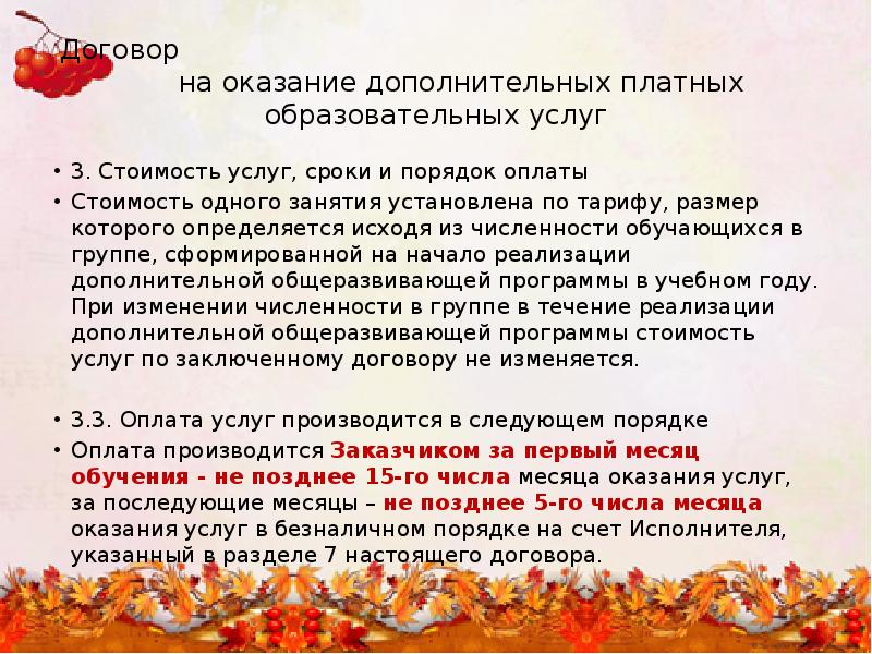 Предоставление дополнительных платных услуг. Предоставление дополнительных платных услуг