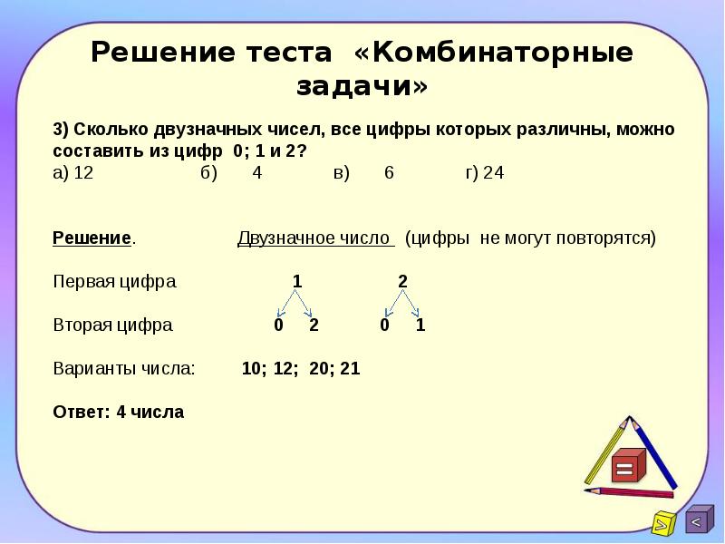 Презентация на тему решение комбинаторных задач