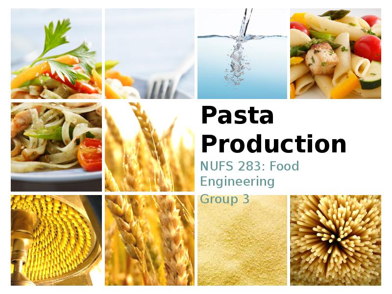 Pasta Production NUFS 283: Food Engineering Group 3