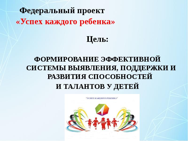 Проект успех каждого ребенка в дополнительном образовании